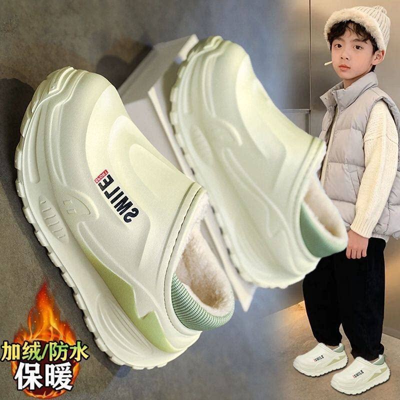 儿童棉拖鞋冬季包跟青少年初生中小学生大童防水防滑男童家居棉鞋