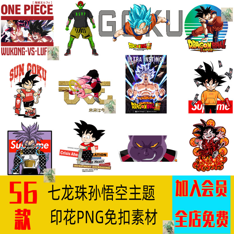 七龙珠主题孙悟空服装卫衣t恤烫画热转印花手机壳贴纸png免扣素材