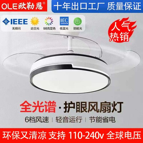 跨境LED吊扇灯家用110-240V通用