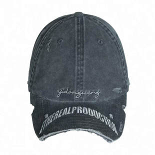 【AGD】ETHEREAL PRODUCTION水洗切割破坏做旧绣花鸭舌百搭短檐帽