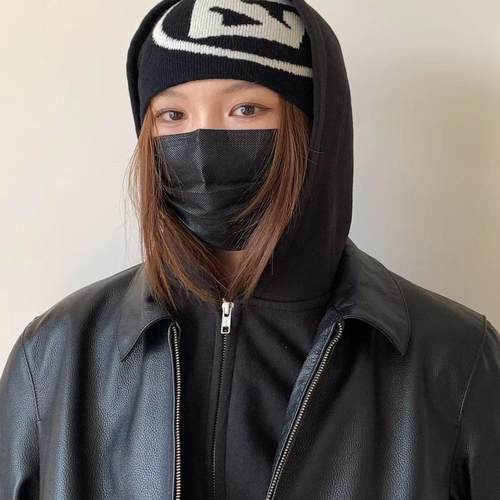 【AGD】6CRAYON高品质全羊毛双色提花针织帽男女同款毛线帽春秋