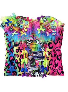 【AGD】RedDevil原宿辣妹朋克亚文化上衣decora系彩色豹纹抹胸