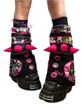 【AGD】RedDevil亚文化y2k辣妹袜套黑粉铆钉视觉系朋克手作袜套