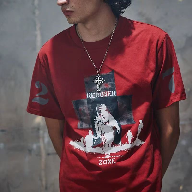 【AGD】RecoverZone美式高街个性印花T恤男夏季正肩潮高级感上衣