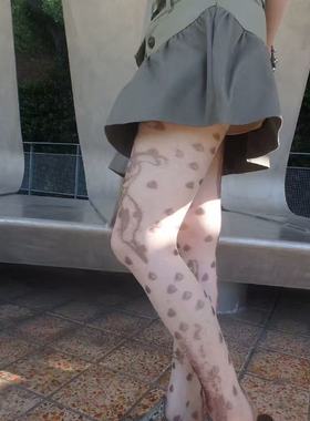 【AGD】WrongSolution“时间落雨 手绘不规则印花10D超薄丝袜百搭