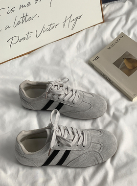 灰色阿甘鞋女鞋子2026新款爆款春夏季平底德训鞋百搭运动休闲板鞋