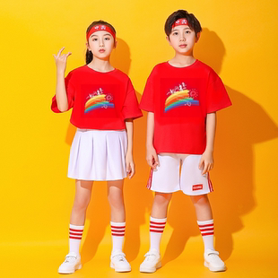 儿童节啦啦队演出服中国风幼儿园啦啦操小学生运动会班服纯棉套装