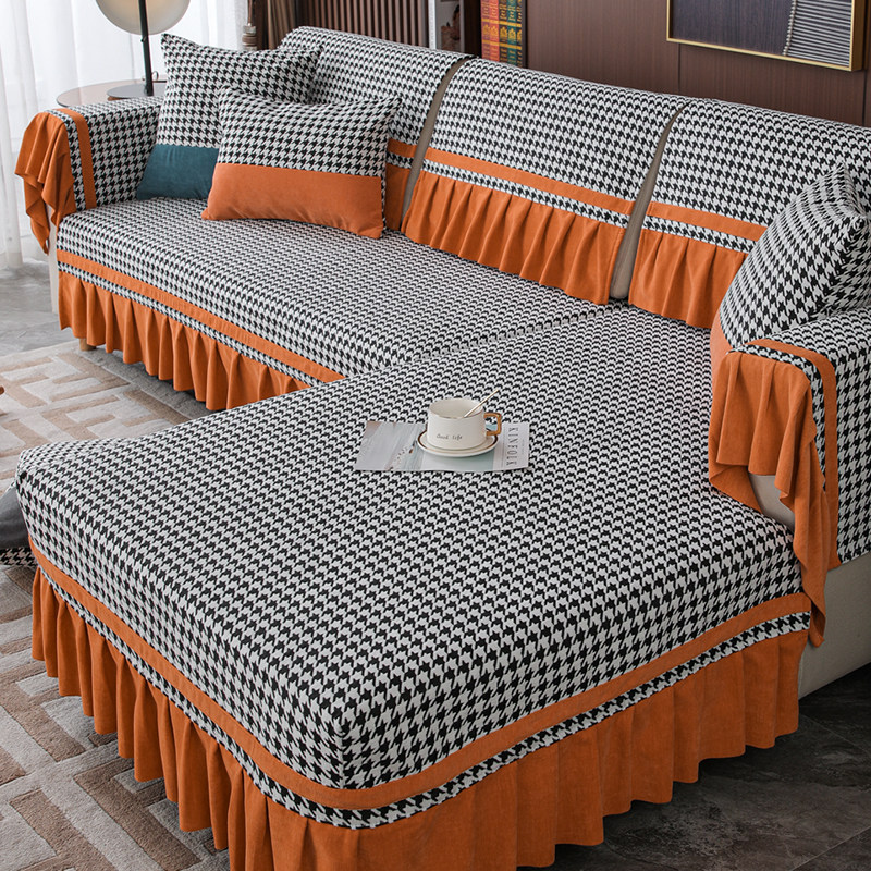 轻奢风千鸟格沙发垫四季通用雪尼尔盖巾防滑三座一贵妃沙发垫高档,居家布艺,沙发垫,淘宝优惠券,粉丝福利购,淘宝优惠卷