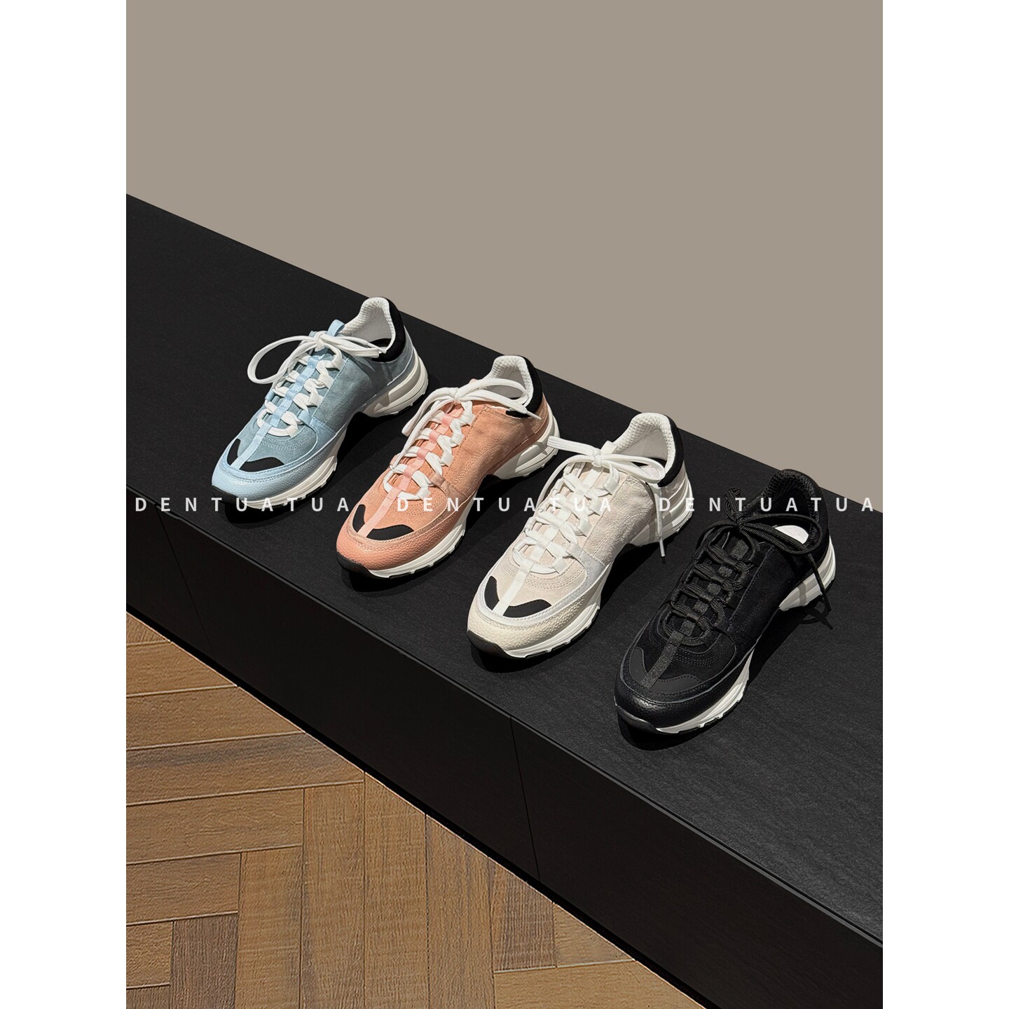 DENTUATUA 多元美学的轻悦共生！25FW 字母拼色厚底休闲老爹鞋 女,女鞋,老爹鞋,淘宝优惠券,粉丝福利购,淘宝优惠卷