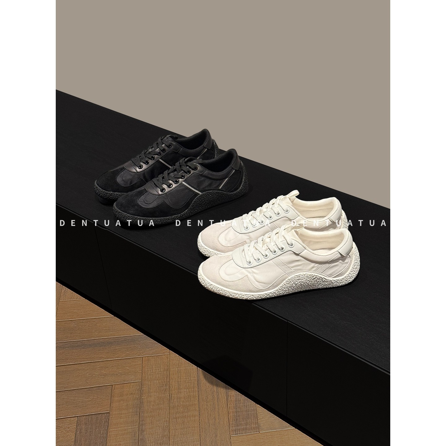 DENTUATUA 本季混搭王牌！25FW 拼接系带低帮休闲运动德训鞋 女,女鞋,德训鞋,淘宝优惠券,粉丝福利购,淘宝优惠卷