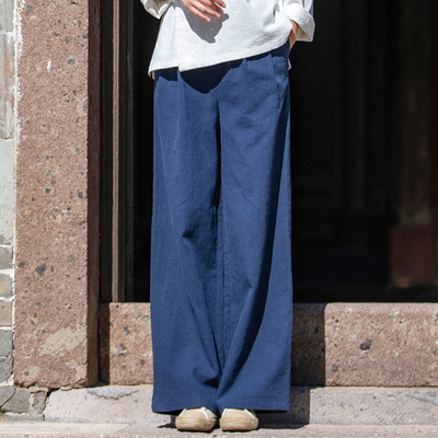 中高腰宽松大码长裤子
