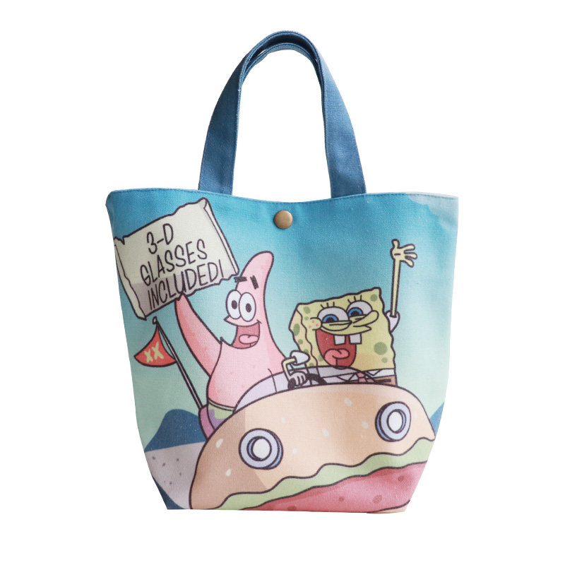 海绵宝宝手提包 帆布妈咪包 学生包 幼儿园包 大号饭盒包 收纳包