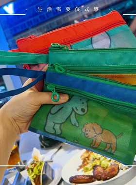 Ndht新款夏日网眼证件包蓝狗小收纳包手机包透气洗漱包轻盈补妆包