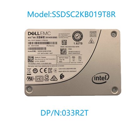 Intel 戴尔S4510 1.92T 2.5 SATA 固态硬盘SSDSC2KB019T8R 033R2T
