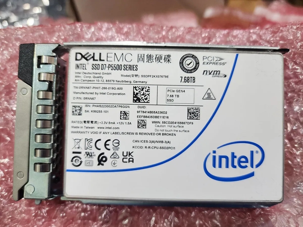 戴尔D7 P5500 系列 7.68TB PCIE GEN4 固态硬盘 SSDPF2KX076T9E