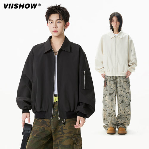 VIISHOWcleanfit翻领飞行夹克女男春季bomber休闲百搭棒球服外套
