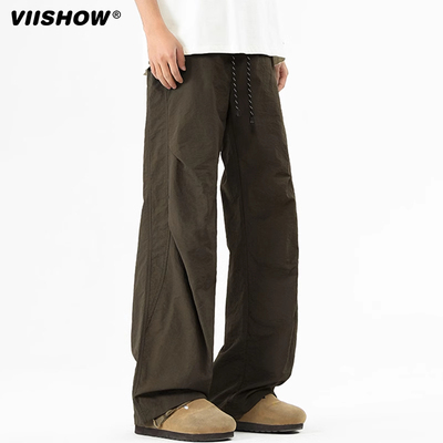 VIISHOW休闲裤男款2025新款日系潮牌宽松阔腿百搭个性直筒工装裤