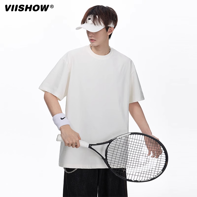 VIISHOW凉感防晒短袖t恤男士夏季新款休闲运动纯色半袖男生上衣服