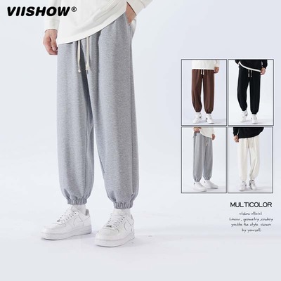 VISHOW灰色裤子男夏季宽松束脚潮牌休闲长裤青少年薄款运动卫裤男