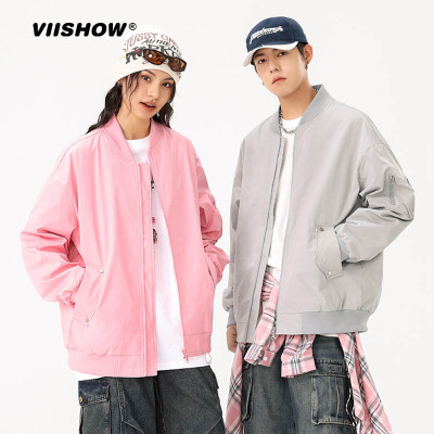 VIISHOW美式刺绣字母飞行员夹克男复古宽松潮流百搭bf棒球服外套