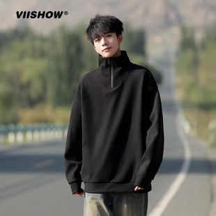 VIISHOW高领卫衣男德绒上衣秋冬潮牌半拉链外套宽松男士长袖体恤