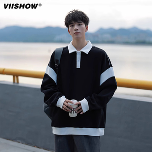 VIISHOW翻领卫衣男春款上衣翻领卫衣宽松休闲青少年校园风内搭潮