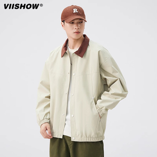 VISHOW日系复古翻领外套男款 vibe高街上衣潮牌休闲情侣外套 秋季