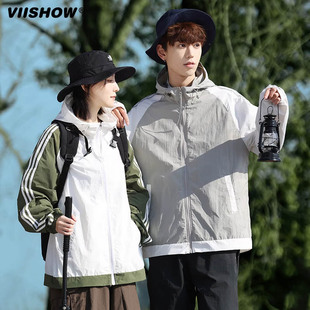 VIISHOW三条杠防晒服男户外时尚 休闲连帽防紫外线皮肤衣外套潮牌