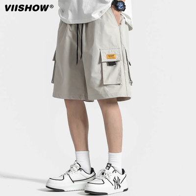 VIISHOW日系复古多口袋工装短裤男潮牌街头bf宽松阔腿休闲五分裤