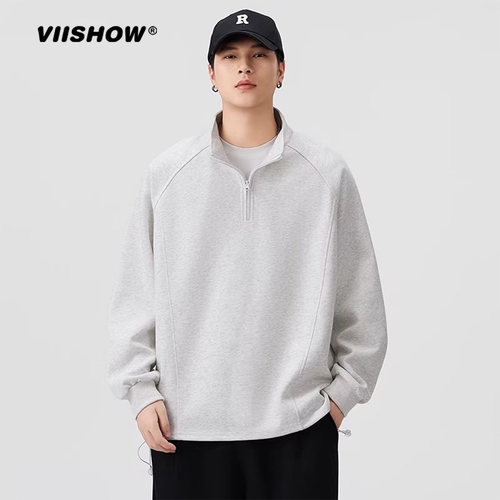 VIISHOW美式重磅半拉链卫衣男春秋设计感休闲打底衫长袖WD2192218