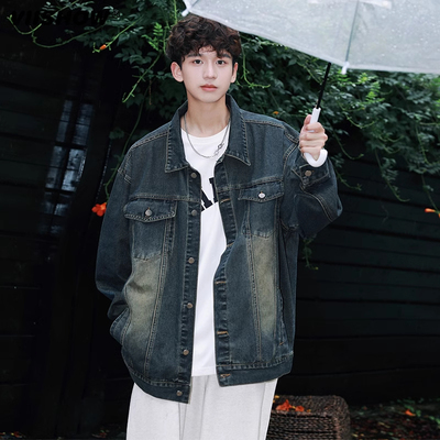 VIISHOW美式复古牛仔外套男士秋痞帅潮牌夹克宽松vibe高街牛仔衣