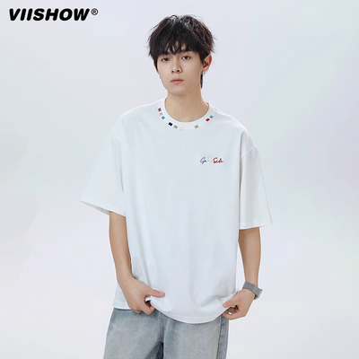 VIISHOW短袖t恤男2025夏季新款重磅国潮痞帅青少年宽松半袖体恤