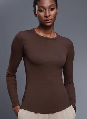 D25145秋季莫代尔休闲运动上衣女弹力舒适裸感亲肤瑜伽服长袖t恤