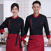 纯棉厨师服长袖 男酒店餐饮酒店蛋糕烘焙食堂后厨房厨师工作服短袖