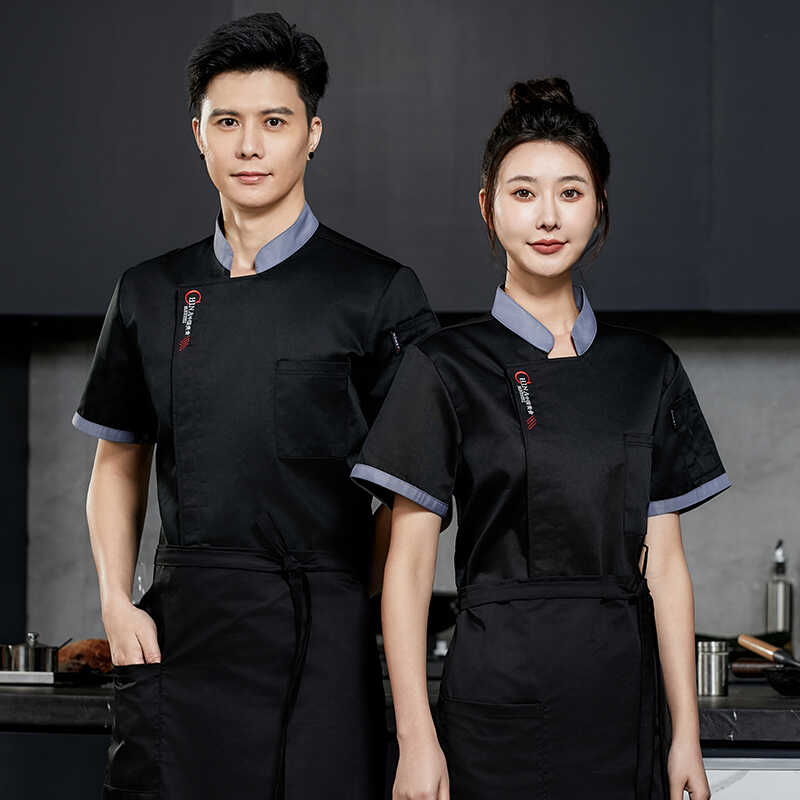 酒店厨师工作服短袖夏季餐饮饭店厨房烘培食堂厨师服半袖透气工装