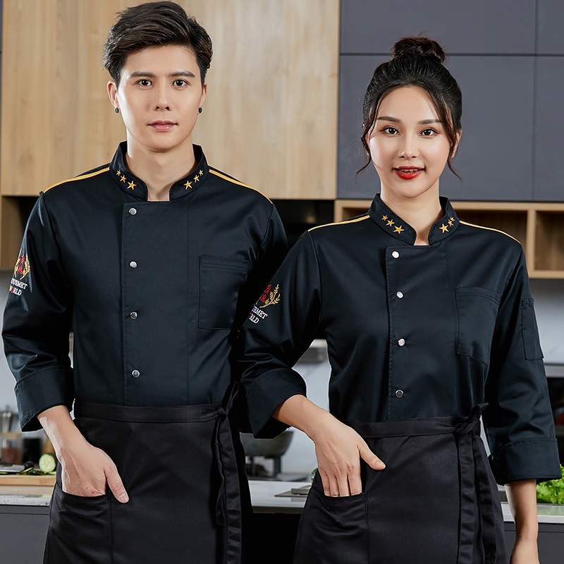 厨师服长袖餐饮饭店中国风工作服