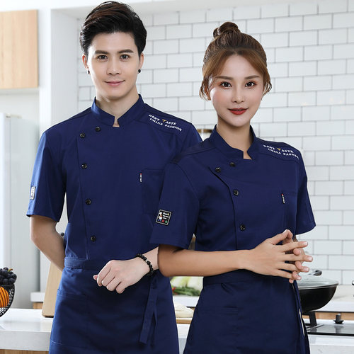厨师服短袖透气夏季饭店工作服男