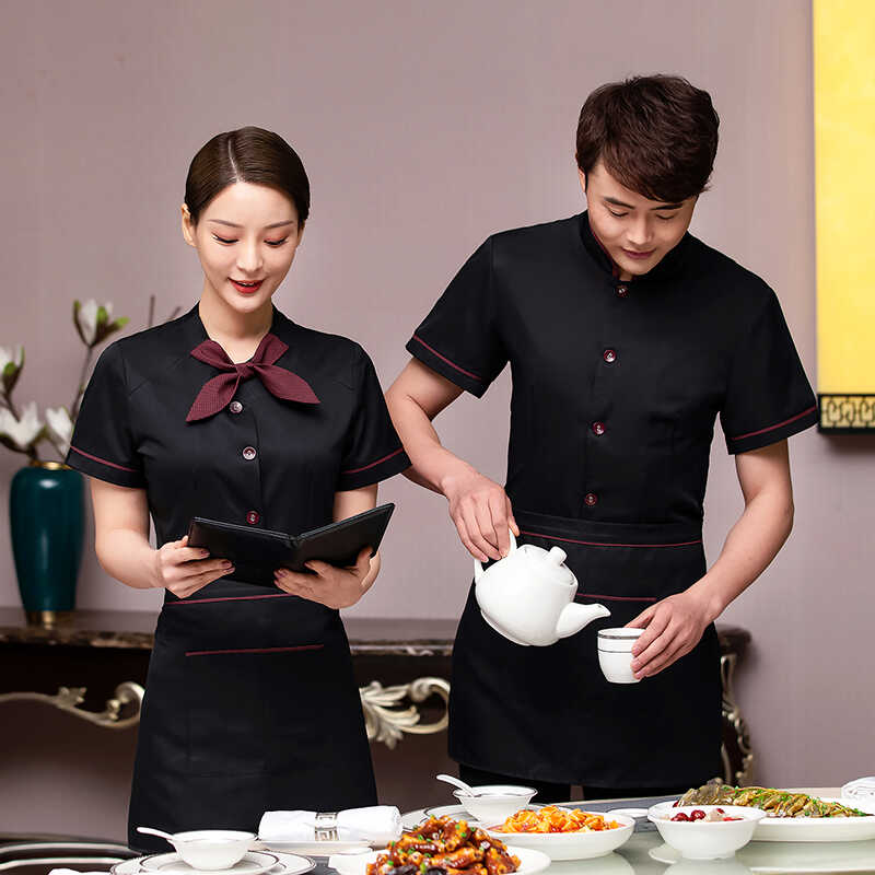餐厅中式茶楼服装夏季短袖火锅店