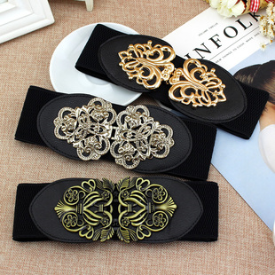 裙带 饰弹力皮带修身 宽腰封女百搭松紧腰带女欧美时尚 复古连衣裙装