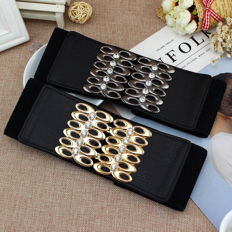 裙子装饰腰封女韩版弹力松紧腰带气质百搭配大衣羽绒服黑色宽腰带