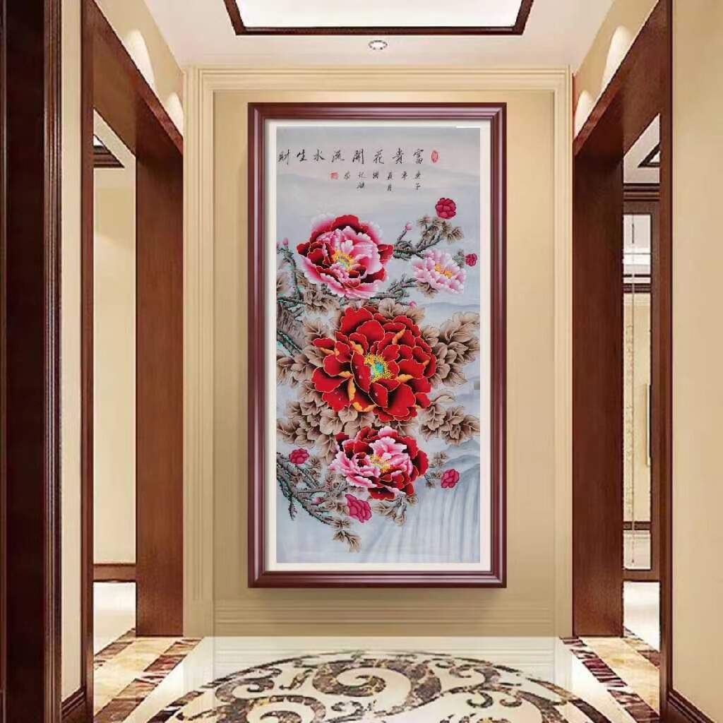 名家纯手绘四尺精品国画牡丹流水国画