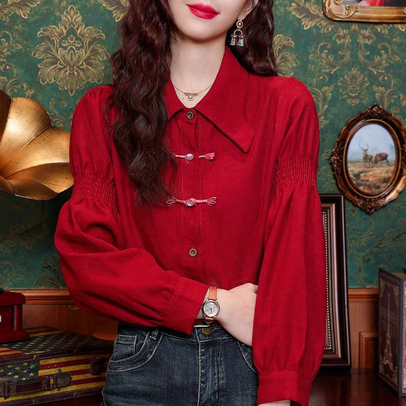 新中式真丝上衣女桑蚕丝衬衣潮