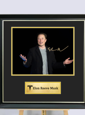 定制马斯克 Elon Reeve Musk签名照片装裱相框装饰画海报裱框收藏