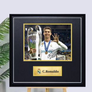 定制C罗签名复刻照片相框裱框CR7球衣装饰画皇马曼联海报装裱收藏