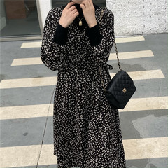 Real shot! Real price! Ins autumn / winter lining Plush small high neck drawstring waist dress