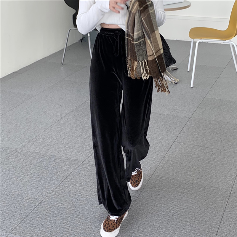 Real shot! Real price! Korean simple velvet straight pants