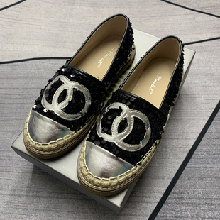 小香风亮片渔夫鞋女2026新款平底单鞋一脚蹬懒人乐福鞋厚底休闲鞋