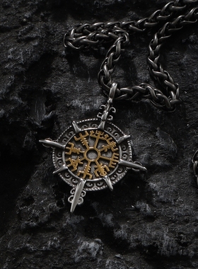 男士项链朋克维京奥丁图腾街头不掉色欧美钛钢潮人吊坠挂链民族风