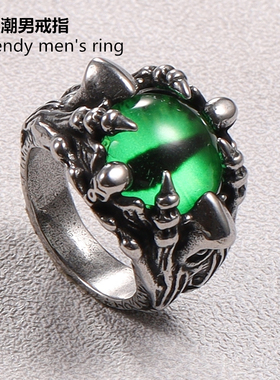 ins嘻哈朋克戒指恶魔之眼高级感男士钛钢个性霸气街头高街小众潮