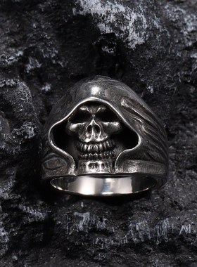 ins骷髅复古欧美风钛钢男士戒指
